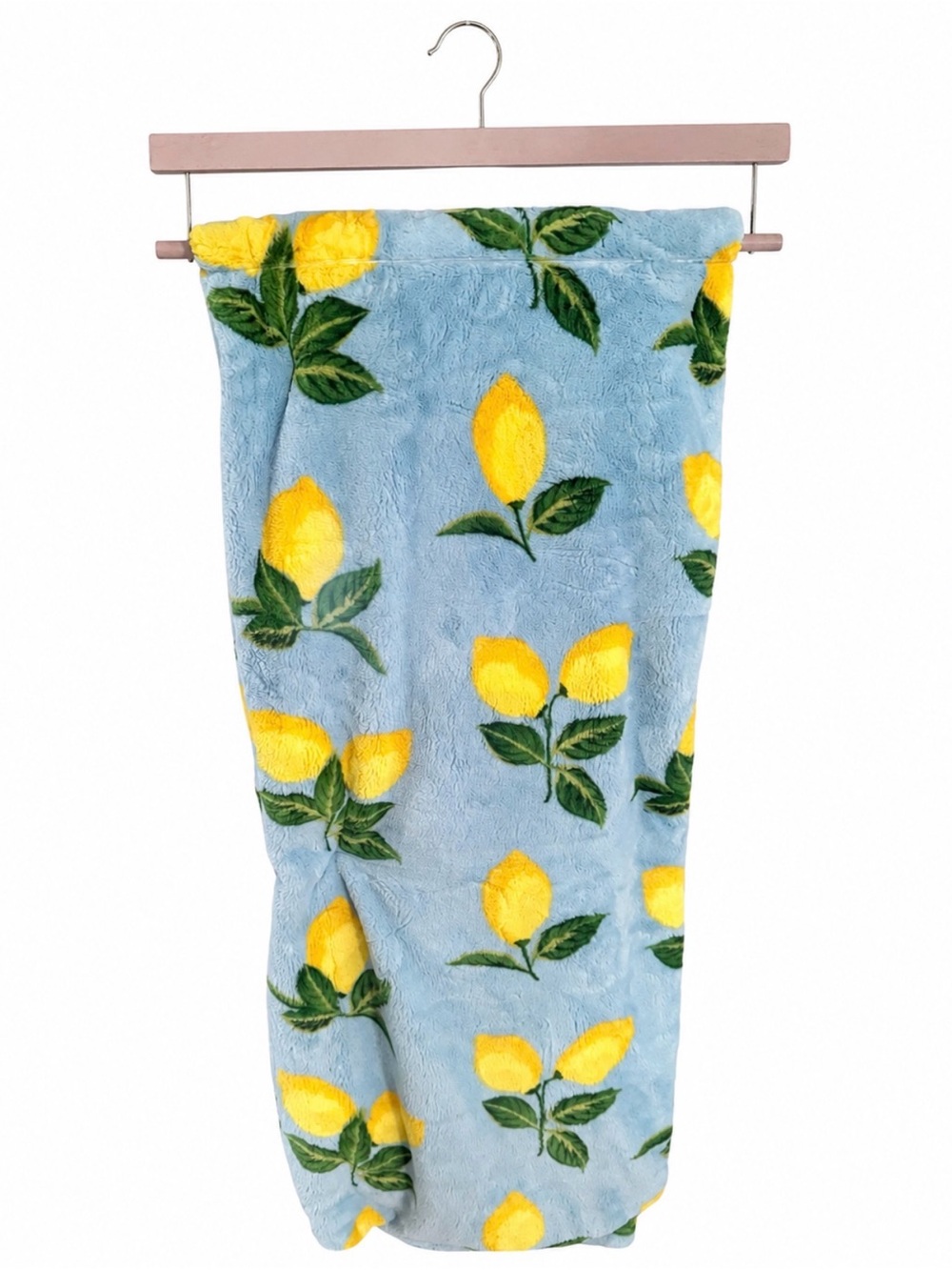 NWT Etymology Luxury Velvet Oversized Throw Blanket Lemon Print 50x70 Soft Cozy - Picture 2 of 4